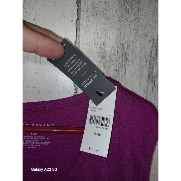 Lane Bryant Womens Swing Tank Plus Size 18/20 Purple Peplum V Neck Sleeveless - Picture 5 of 7